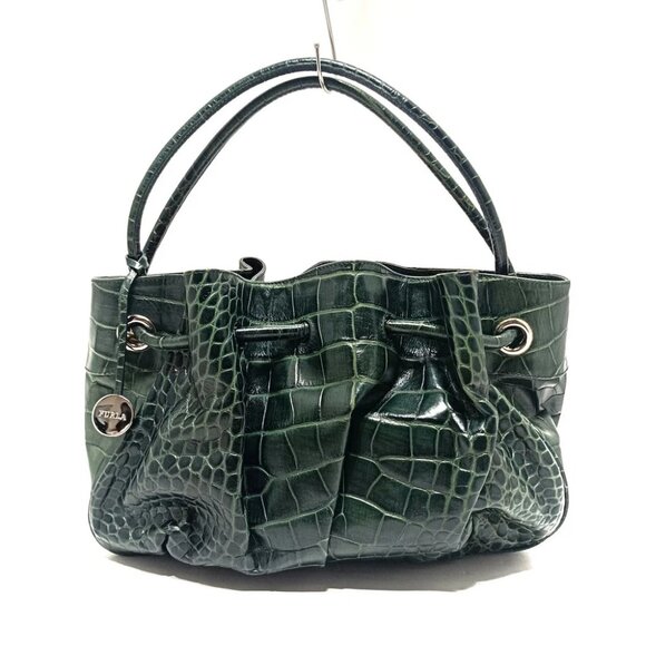 FURLA Dark Green Leather Shoulder Bag - Picture 2 of 9